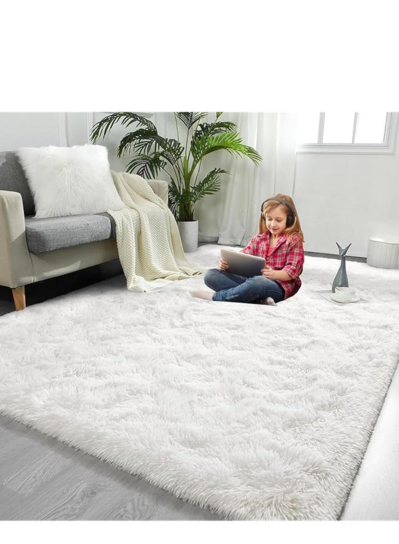 السجاد المنطقة الناعمة ، غرفة المعيشة الحديثة السجاد الفلوف ، Lndoor مساحة كبيرة السجاد شاغ السجاد الشعري الناعمة البلوش الفروي على جانب السرير مكافحة الانزلاق حصيرة ، آلة غسيل السجاد المنطقة لغرفة المعيشة غرفة النوم غرفة الأطفال ديكور المنزل (أبيض ، 160 × 220 سم) - Image 2
