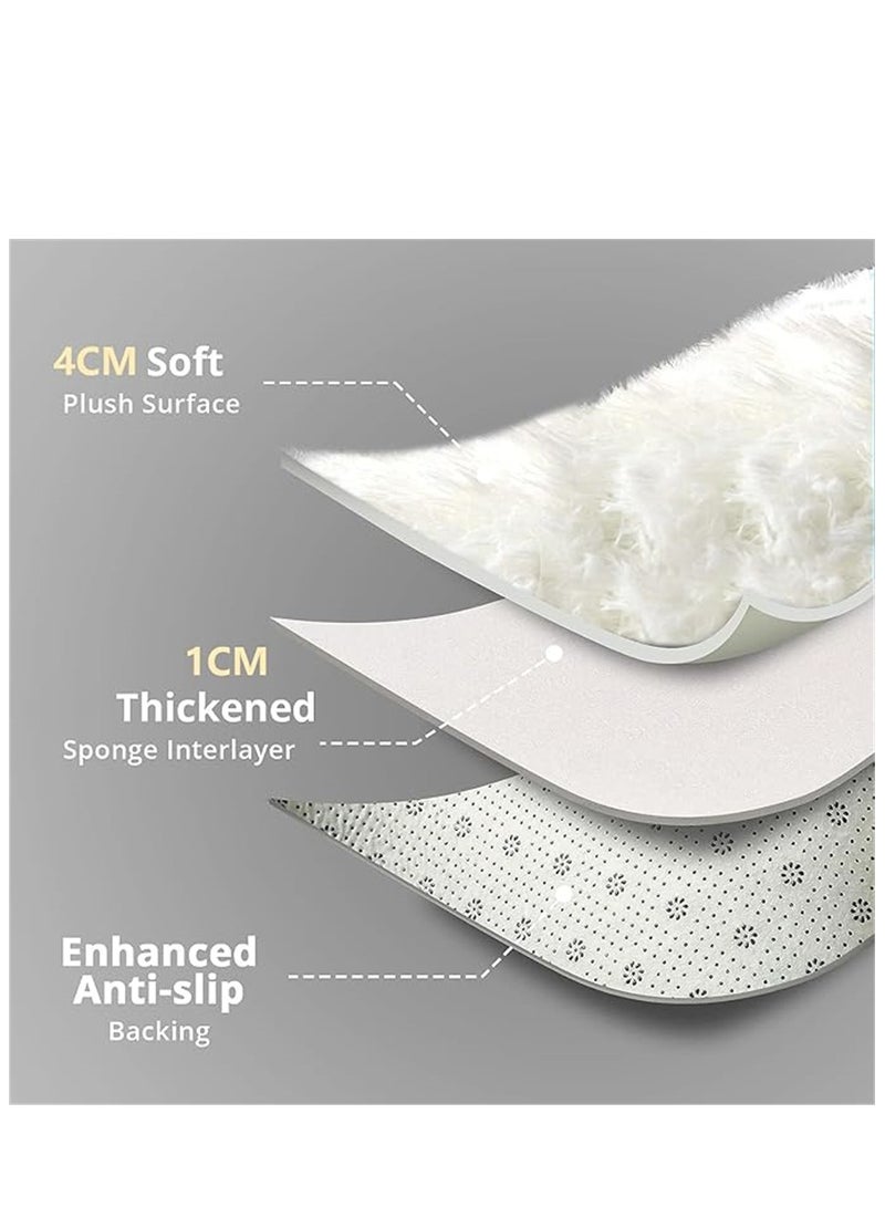 السجاد المنطقة الناعمة ، غرفة المعيشة الحديثة السجاد الفلوف ، Lndoor مساحة كبيرة السجاد شاغ السجاد الشعري الناعمة البلوش الفروي على جانب السرير مكافحة الانزلاق حصيرة ، آلة غسيل السجاد المنطقة لغرفة المعيشة غرفة النوم غرفة الأطفال ديكور المنزل (أبيض ، 160 × 220 سم) - Image 3