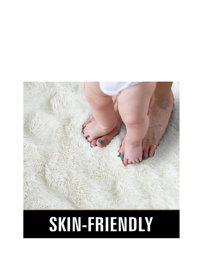 السجاد المنطقة الناعمة ، غرفة المعيشة الحديثة السجاد الفلوف ، Lndoor مساحة كبيرة السجاد شاغ السجاد الشعري الناعمة البلوش الفروي على جانب السرير مكافحة الانزلاق حصيرة ، آلة غسيل السجاد المنطقة لغرفة المعيشة غرفة النوم غرفة الأطفال ديكور المنزل (أبيض ، 160 × 220 سم) - Image 4