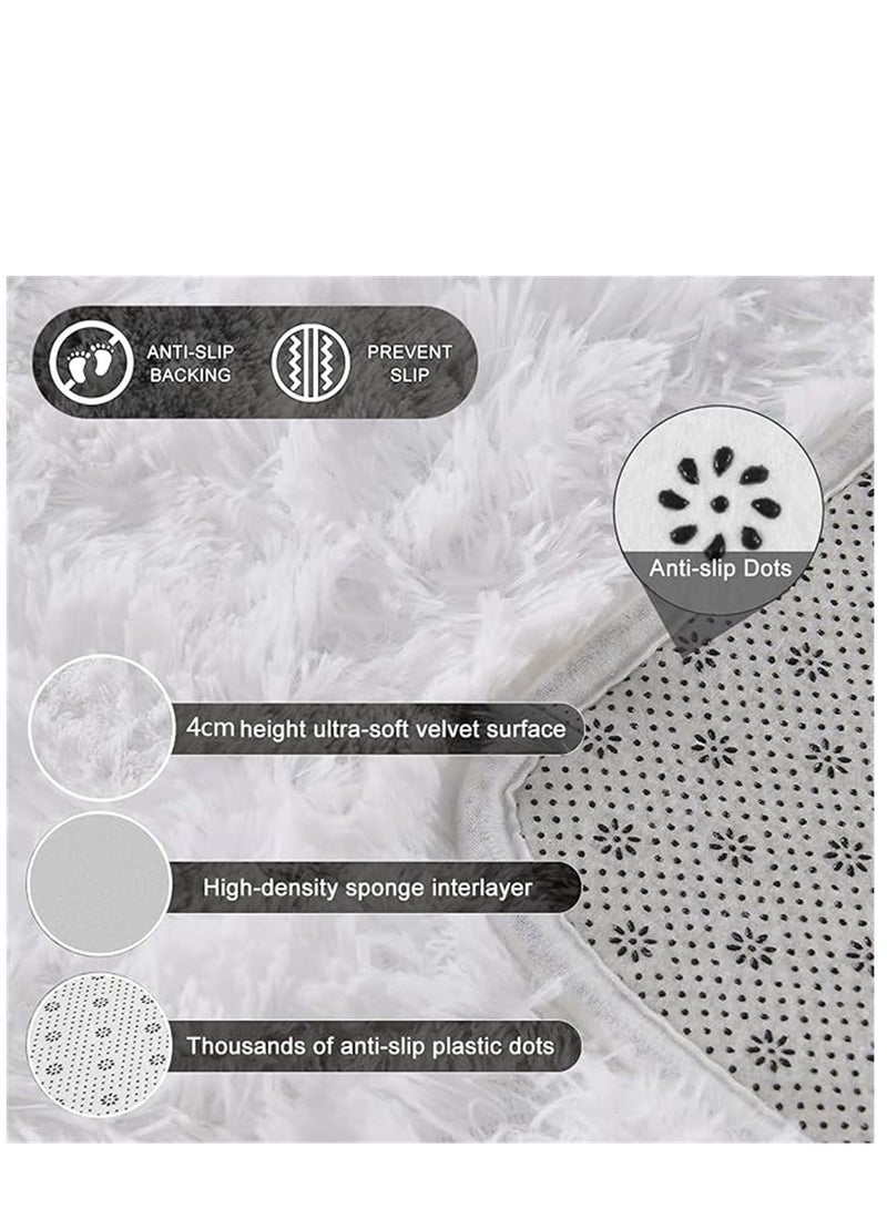 السجاد المنطقة الناعمة ، غرفة المعيشة الحديثة السجاد الفلوف ، Lndoor مساحة كبيرة السجاد شاغ السجاد الشعري الناعمة البلوش الفروي على جانب السرير مكافحة الانزلاق حصيرة ، آلة غسيل السجاد المنطقة لغرفة المعيشة غرفة النوم غرفة الأطفال ديكور المنزل (أبيض ، 160 × 220 سم) - Image 5