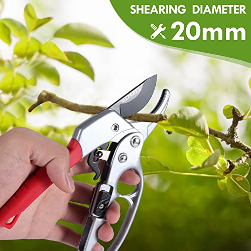 MEPEREZ Ultra Sharp Germany Steel Pruning Shears - Cuts 3X Easier, Weak Hand Arthritis Snips, Rust-Resistant, Effortlessly 1-Inch Cut Capacity Garden Scissors, Ergonomic Handle (Red) - Image 4