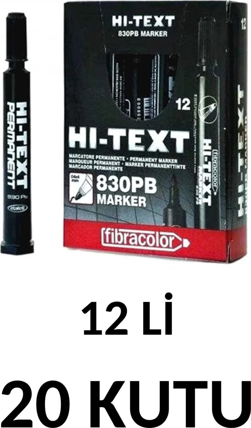 Fibracolor Hı-Text 20 Box (240 Pieces) 830PB Round Tip Permanent Pen Box Pen