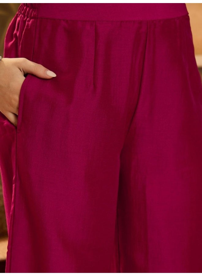 AKS Red Chinnon Anarkali With Jacquard Dupatta  - Image 3