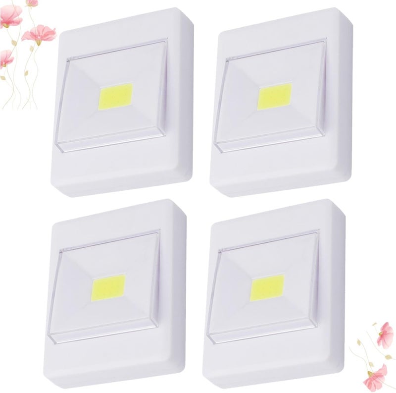 WOONEKY 4pcs Cob LED Cabinet Lights Battery Operated Wall Switch Under-Cabinet Lighting for Closet Hallway and Corridor, White (Without Battery, Random Style) - Image 5