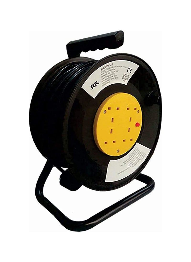 RACO RR Cables Esma Approved 13A 4 Socket Cable Reel Extension Lead With Winding Handle, 3120W 250V Thermal Cut-Out Protection UK (25 Meter Cable)  - Image 1