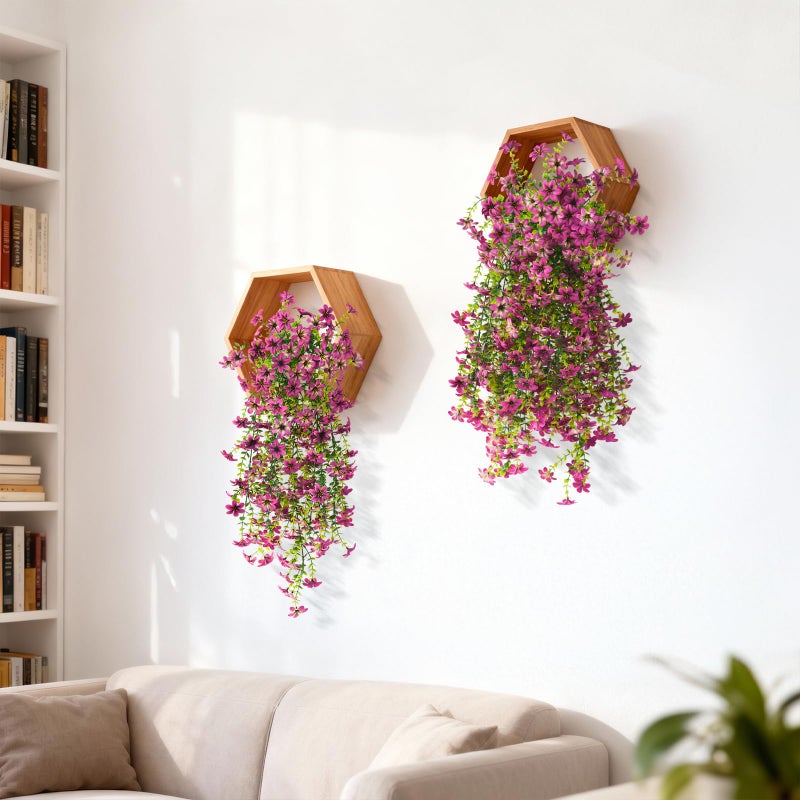 ZFProcess Artificial Hanging Flowers Plants for Outdoor Spring Decoration, 2PCS Faux Silk Daisy UV Resistant Look Real for Outside Home Indoor Planter Porch Garden Yard Decor(Light Purple Red) - Image 5