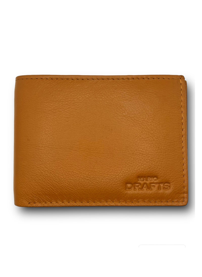 MARIO DRAFTS - Mario Drafts Genuine Leather Bifold Wallet, Tan - Image 1