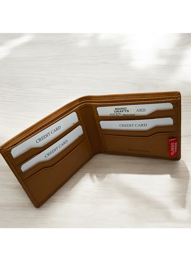 MARIO DRAFTS - Mario Drafts Genuine Leather Bifold Wallet, Tan - Image 1