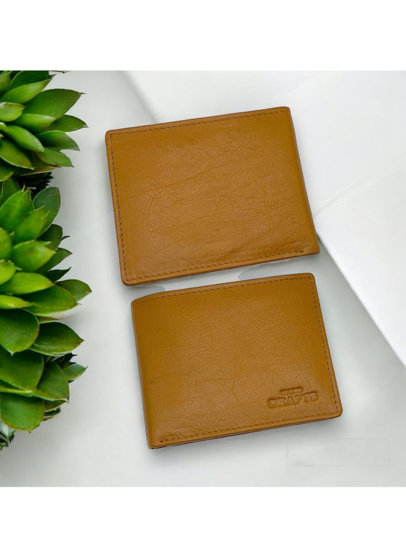 MARIO DRAFTS - Mario Drafts Genuine Leather Bifold Wallet, Tan - Image 1