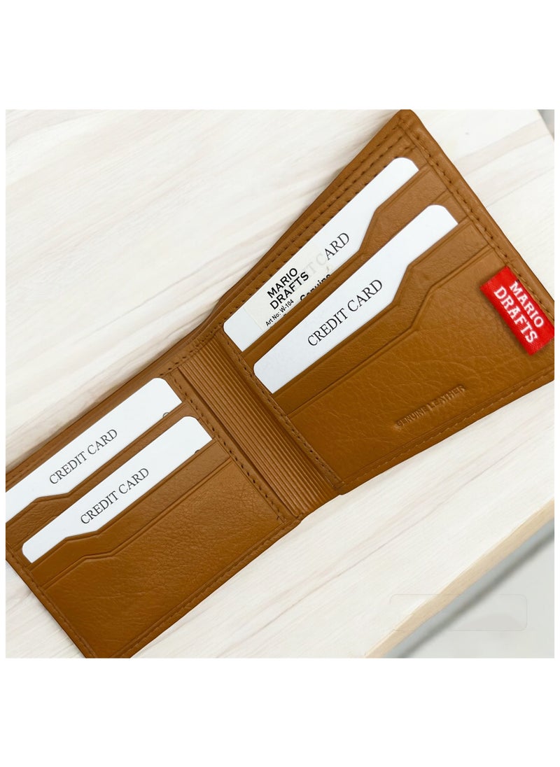 MARIO DRAFTS - Mario Drafts Genuine Leather Bifold Wallet, Tan - Image 1