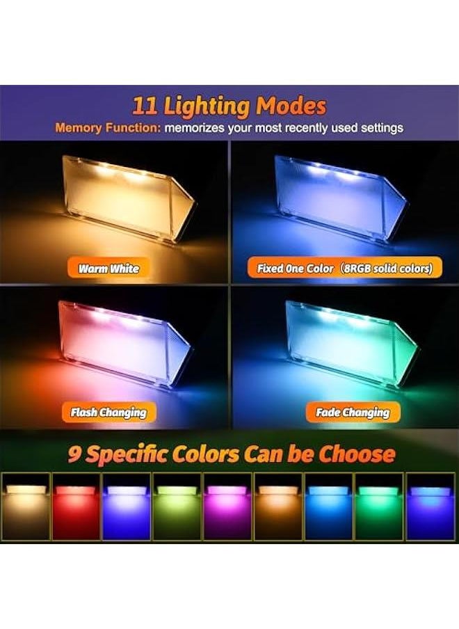 Generic Solar Lights Outdoor Warm White & RGB Lock Mode, 8 Pack Solar Deck Lights Outdoor Waterproof IP65, Solar Fence Lights Color Glow Lights, Outdoor Solar Lights for Fence Deck Step Backyard Wall  - Image 4