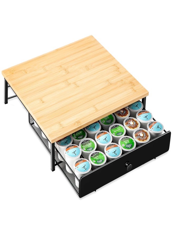 ROWISE Bamboo Coffee Pod Drawer Holder for K Cups, Coffee Capsule Organizer for Home Office, Kitchen, 36 Pods Capacity - Image 1
