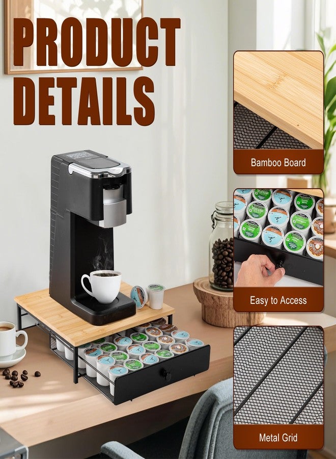 ROWISE Bamboo Coffee Pod Drawer Holder for K Cups, Coffee Capsule Organizer for Home Office, Kitchen, 36 Pods Capacity - Image 5