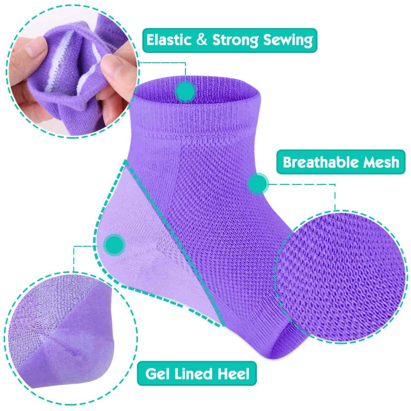 Selizo 6 Pairs Heel Moisturizing Socks Open Toe Socks Cracked Gel Heel Socks Foot Toeless Heel Repair Socks for Women Dry Hard Cracked Feet, 6 Colors - Image 3