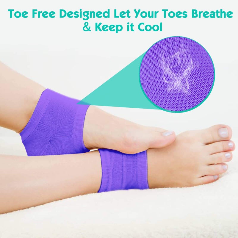 Selizo 6 Pairs Heel Moisturizing Socks Open Toe Socks Cracked Gel Heel Socks Foot Toeless Heel Repair Socks for Women Dry Hard Cracked Feet, 6 Colors - Image 5