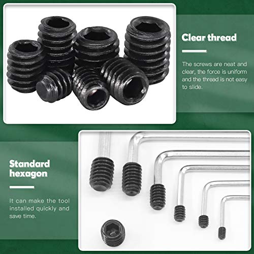 Keadic 236Pcs Internal Hex Drive Cup-Point Screws Assortment Kit, 10 Sizes Alloy Steel Hex Socket Set Cap Point Grub Screws, Socket Head Cap Screws Grub Screws, Black (1/8" to 3/8") - Image 4