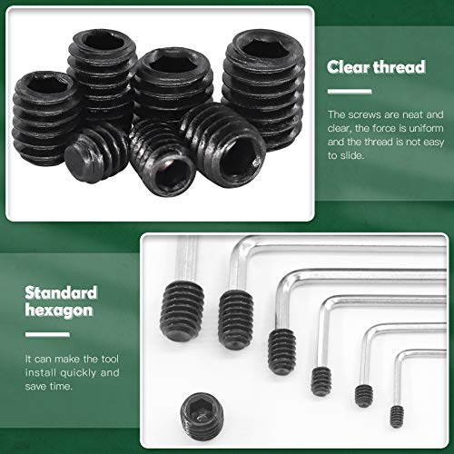 Keadic 236Pcs Internal Hex Drive Cup-Point Screws Assortment Kit, 10 Sizes Alloy Steel Hex Socket Set Cap Point Grub Screws, Socket Head Cap Screws Grub Screws, Black (1/8" to 3/8") - Image 5