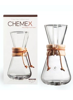 Chemex 3 Cup Classic Coffee Maker, Borosilicate Glass with A Polished Wood Collar and Leather Tie - 15oz  - Image 1