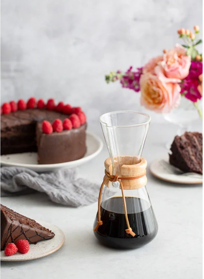 Chemex 3 Cup Classic Coffee Maker, Borosilicate Glass with A Polished Wood Collar and Leather Tie - 15oz - Image 5