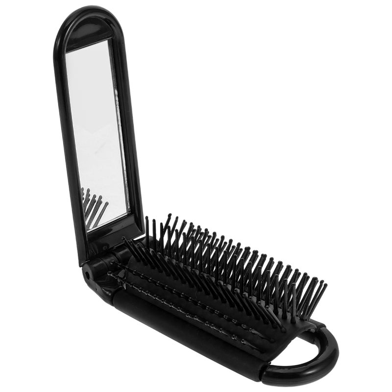 Portable Hair Brush, Collapsible for Easy Travel Use, Integrated Mirror for Quick Touchups - Image 1