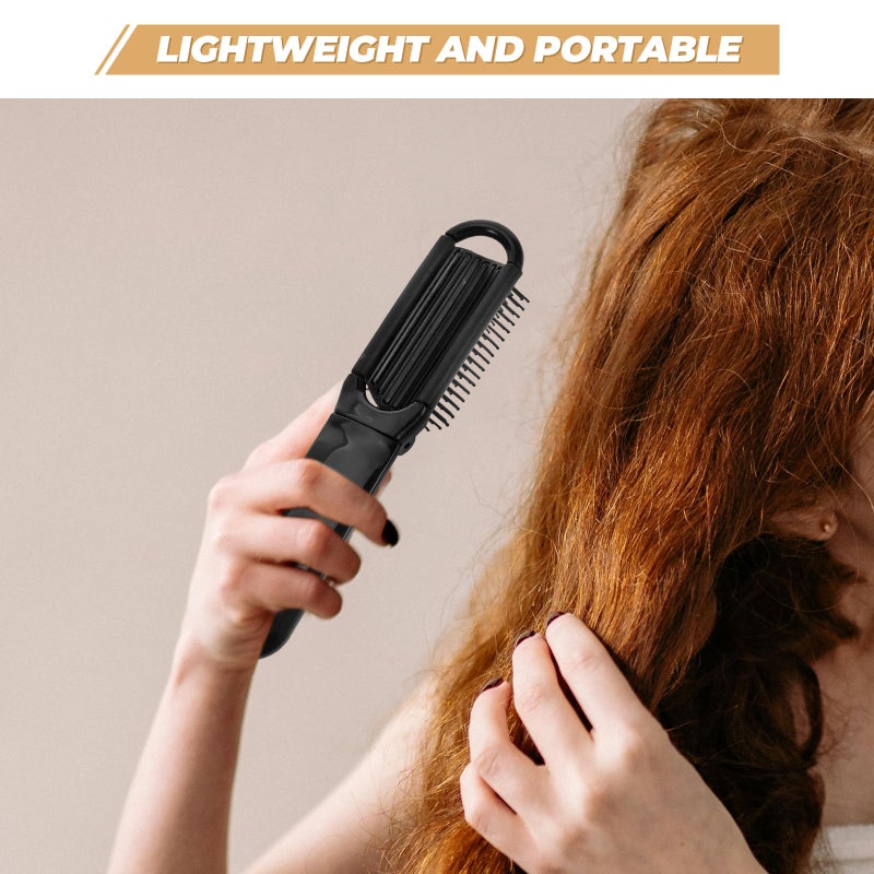 Portable Hair Brush, Collapsible for Easy Travel Use, Integrated Mirror for Quick Touchups - Image 4