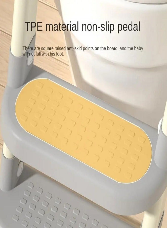 بوتي ترينينج مقعد تدريب على استخدام المرحاض مع سلم، مرحاض سلم قابل للطي للأطفال، واقي من الرذاذ، قاعدة مريحة غير قابلة للانزلاق (برتقالي) - Image 3