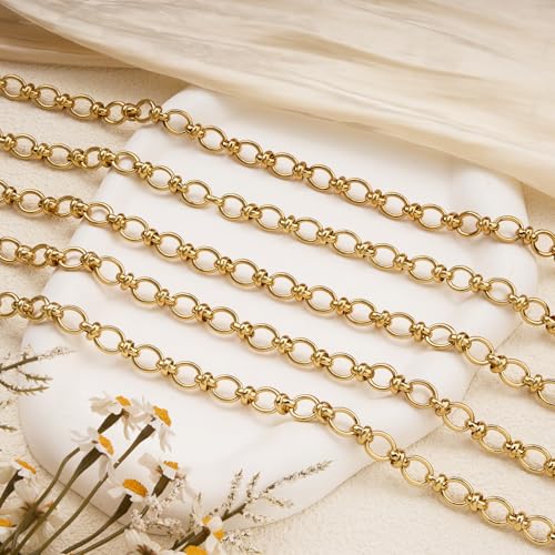 YOUBEIYEE 6.6 Feet Gold Plated Chains Bulk Rolo Link Chain Roll Strong Stainless Steel Chain for Jewelry Making - Image 5