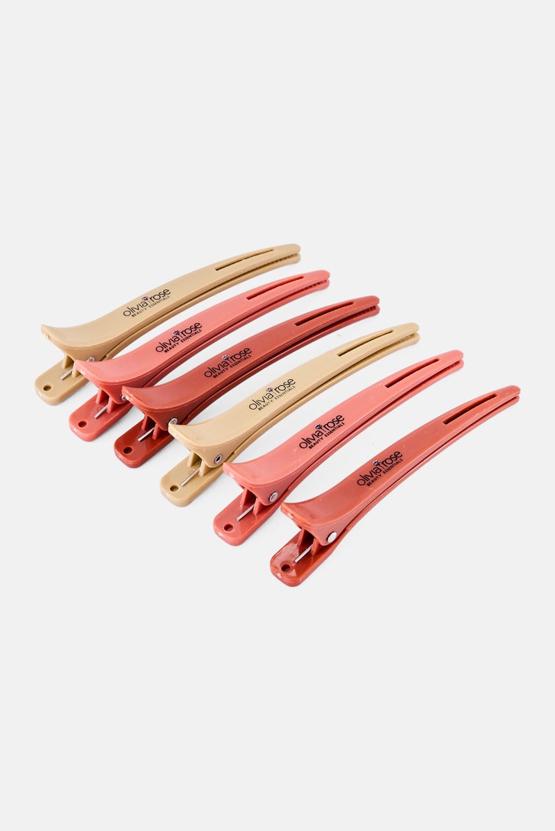 Olivia Rose Women 6 Pieces Brand Logo Duckbill Hair Clips Set, Multicolor - Image 3