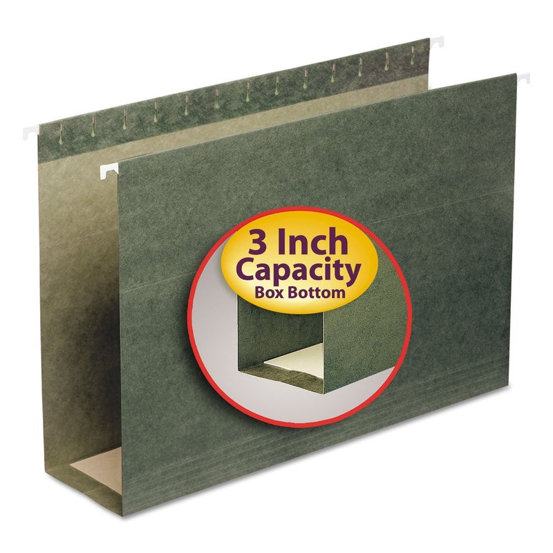 Smead Box Bottom Hanging File Folder 3 Expansion Legal Size Standard Green 25 per Box 64379