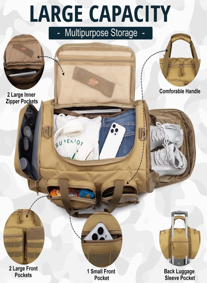 ATRIPACK Tactical Gym Bag for Men，50L Large 3 in 1 Sports Duffle Bag with Shoes Compartment for Travel,Water Resistant Travel Backpack Weekender Overnight Bag with Wet Pocket for Women, Brown, Medium, Tactical - Image 3