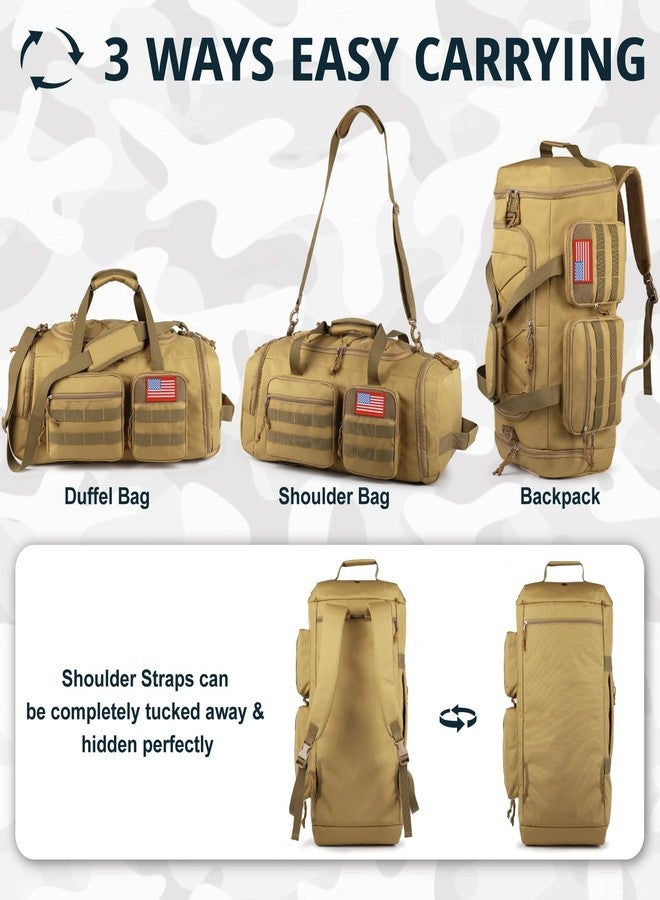 ATRIPACK Tactical Gym Bag for Men，50L Large 3 in 1 Sports Duffle Bag with Shoes Compartment for Travel,Water Resistant Travel Backpack Weekender Overnight Bag with Wet Pocket for Women, Brown, Medium, Tactical - Image 5