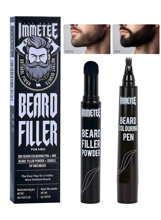 Immetee Beard Pencil Filler For Men, Beard Pencil Kit Beard Filler Pen 2ml, Natural Beard Styling Pencil, Waterproof And Sweat-Proof, Long-Lasting Coverage, Suitable For Creating Natural Beards, Mustaches And Eyebrows (Black) - Image 1