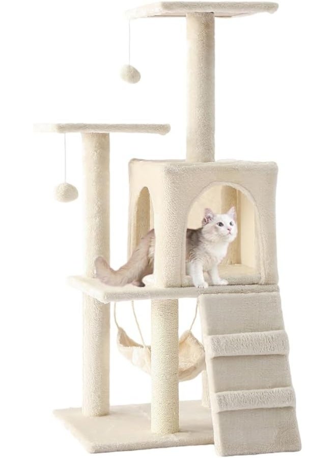 NeoStyle Cat Tower, Indoor Cat Tree with Sisal Covered Catch Posts and Plush Catch Balls, Suitable for Small and Medium-sized Cats - Image 1