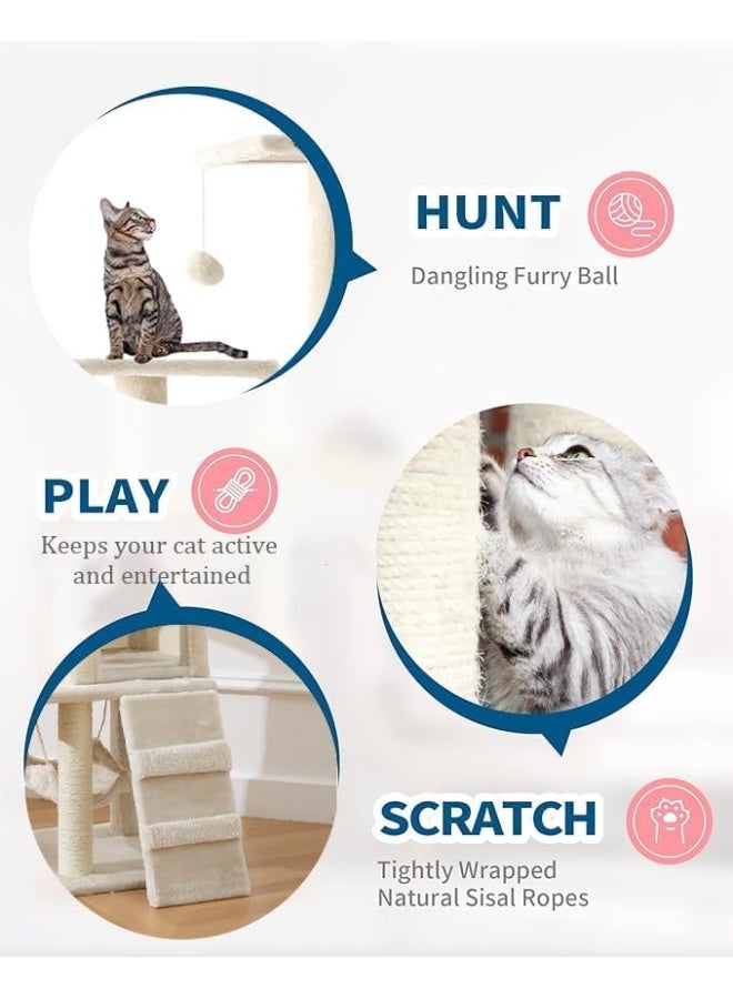 NeoStyle Cat Tower, Indoor Cat Tree with Sisal Covered Catch Posts and Plush Catch Balls, Suitable for Small and Medium-sized Cats - Image 3