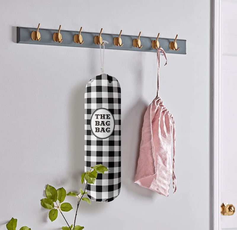 HiLus Black White Buffalo Check Plaid Grocery Bags Holder Organizer For Shopping Bags，Wall Mount Plastic Bags Storage Container Dispensers, Kitchen Housewarming Gifts For Women Family Friends Grandma Mom - Image 5