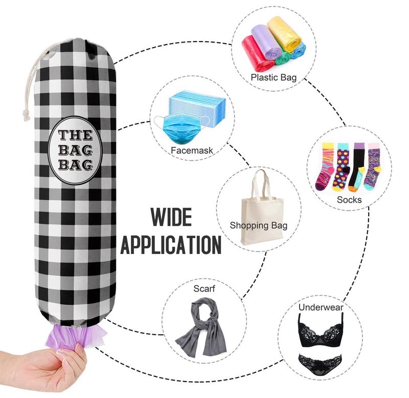 HiLus Black White Buffalo Check Plaid Grocery Bags Holder Organizer For Shopping Bags，Wall Mount Plastic Bags Storage Container Dispensers, Kitchen Housewarming Gifts For Women Family Friends Grandma Mom - Image 4