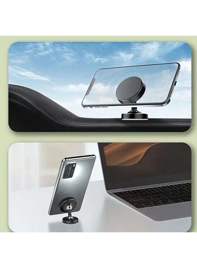 Silvery Aluminum Alloy Magnetic Engine Car Phone Holder 360 Degree Rotation Dashboard Mount - Image 3