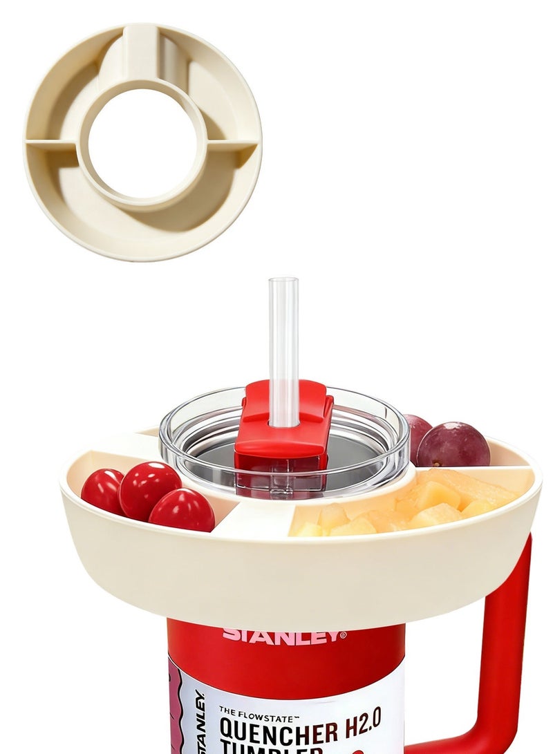 Stanley 40oz Stainless Steel Insulated Tumbler + 3-Compartment Snack Tray Set | Leak-Resistant Lid, Reusable Straw, Fits Car Cup Holders, Perfect for Travel, Sports & Movie Nights (Red + White) - Image 3