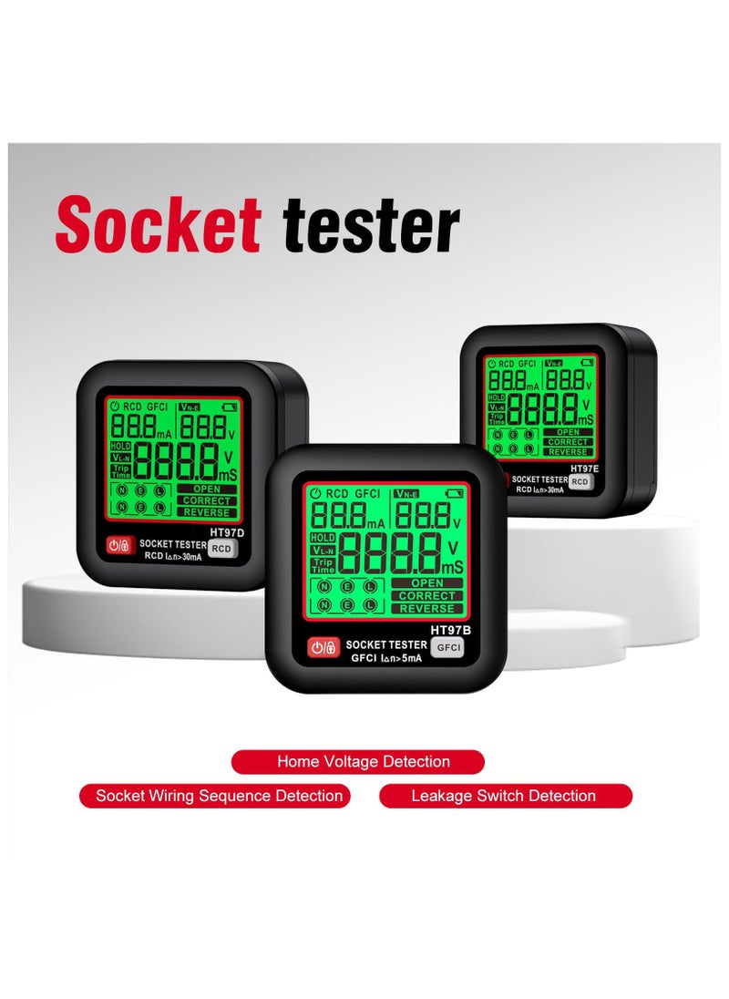 SYOSI - GFCI Electrical Outlet Tester with LCD Display, Receptacle Detector, Electric Voltage Tester for Standard 3-Wire 260V AC Voltage Socket Checker, 6 Visual Indicators/Wiring Legend for Home - Image 1