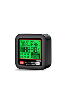 GFCI Electrical Outlet Tester with LCD Display, Receptacle Detector, Electric Voltage Tester for Standard 3-Wire 260V AC Voltage Socket Checker, 6 Visual Indicators/Wiring Legend for Home