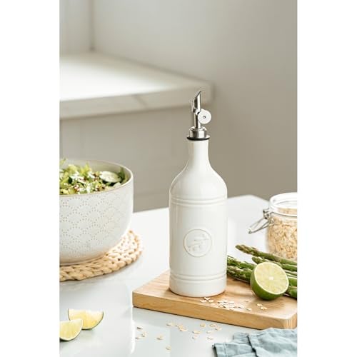 MIKIGEY Olive Oil Dispenser Bottle with Spout, 18 oz Ceramic Oil Dispensers for Kitchen, Opaque Cruet, EVOO & Vinegar Bottle with Automatic Stainless Steel Pourer, Pack of 1 - Image 2