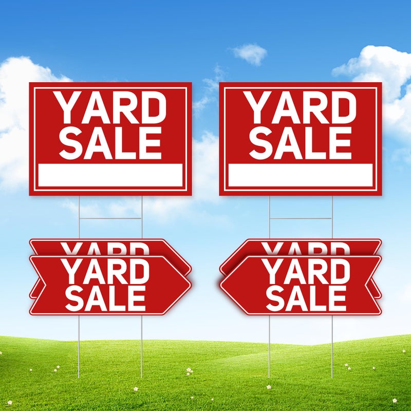ComboJoy 6 Pcs Yard Sale Signs with Stakes 2Pack Large Yard Sale Signs 17 x 12 and 4Pack Arrow Sale Signs 17 x 6 DoubleSided Waterproof Yard Signs for Yard Sale Kit and Supplies - Image 2