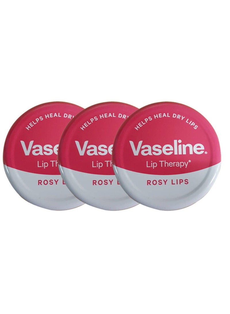 فازلين معالج الشفاه شفاه وردية بزيت الورد واللوز، 20 جم - عبوة من 3 قطع - Image 1