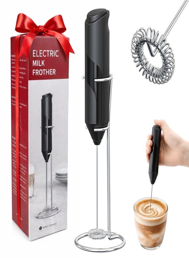 BOKKY Frother Milk Foam Maker Battery Operated, Reliable, Stainless Steel Wand with Stand, Batteries Not Included, for Latte Cappuccino Matcha Hot Cocoa, Home Kitchen - Image 1