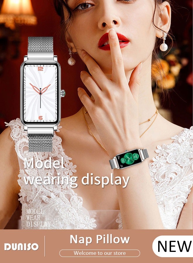 DUNISO 1.45" HD Touch Smart Watch for Women Can Fitness Tracker Heart Rate Sleep Quality Monitor Round Smart Watch IP68 Waterproof Watch Compatible with iOS and Android  - Image 1
