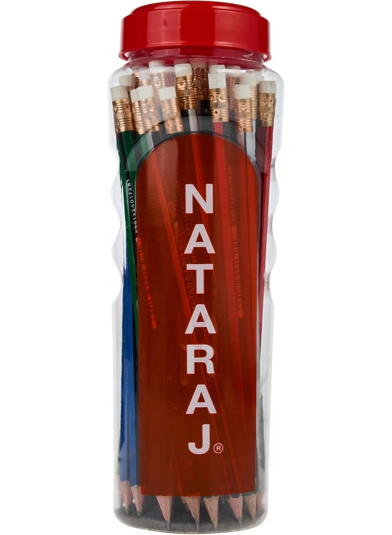 ناتاراج مجموعة أقلام رصاص ناتاراج HB 621 سداسية الشكل - 48 قطعة متنوعة مع ممحاة ذات رأس - مثالية للاستخدام في المدرسة والمكتب والفنون - Image 1