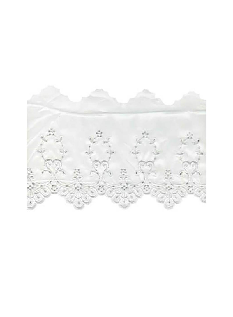 Deco Trims Metallic Embroidered Edge Bridal Organza Trim 8-1 White/Silver - Image 2