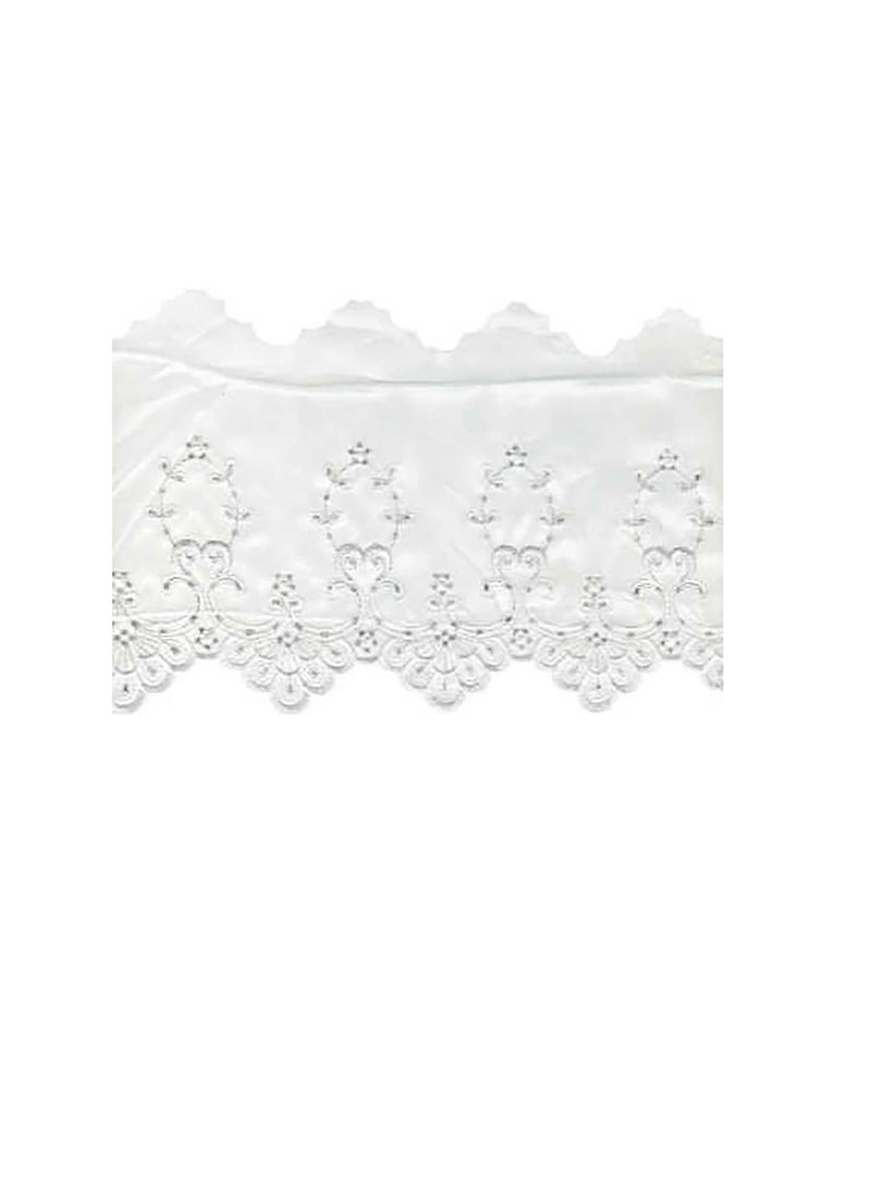 Deco Trims Metallic Embroidered Edge Bridal Organza Trim 8-1 White/Silver - Image 1