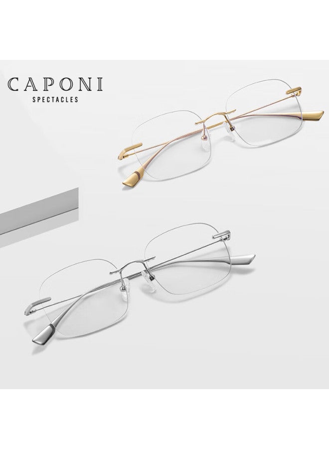 Caponi Anti-blue Light Gl, Ultra-light Frameless Gold Wire Flat Lens Gl, Anti-radiation Phone Protective Eyewear For Men, Non-prescription - Image 4