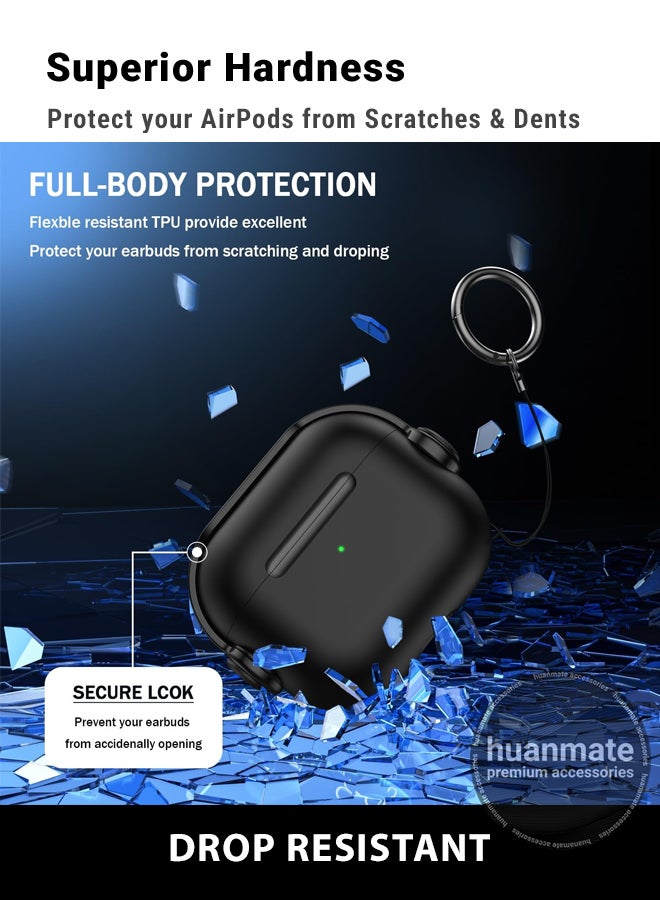 huanmate Apple AirPods 4 Premium Protection Case Cover - Black - Lightweight, Stylish Design, Accurate Cut-outs - Easy to Install & Remove - Durable Shield for Your Apple AirPods 4  - Image 4